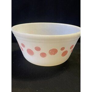 Vintage Federal Glass Pink Polka Dot Milk Glass Mixing Bowl